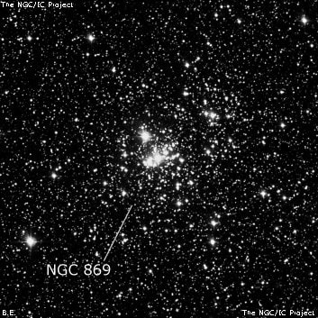 NGC 869 - рассеянное скопление звёзд. Описание NGC 869:, Рассеянное скопление в созвездии Персей