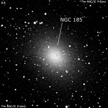 NGC 185 - эллиптическая галактика. Описание NGC 185:, Галактика в созвездии Кассиопея