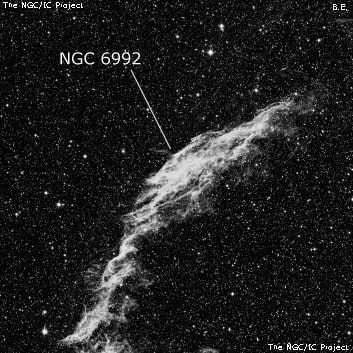 NGC 6992 - остаток взрыва сверхновой. Описание NGC 6992:, Остаток сверхновой в созвездии Лебедь