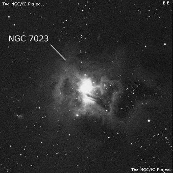 NGC 7023 - туманность. Описание NGC 7023:, Комплекс туманностей в созвездии Цефей