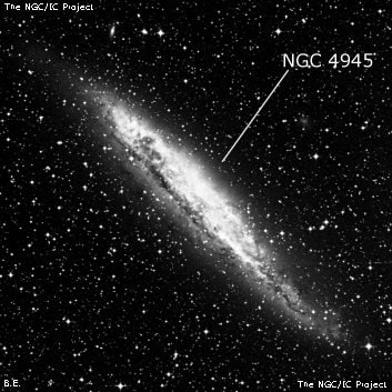 NGC 4945 - спиральная галактика с баром. Описание NGC 4945:, Галактика в созвездии Центавр