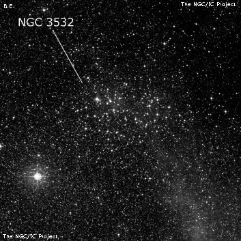 NGC 3532 - рассеянное скопление звёзд. Описание NGC 3532:, Рассеянное скопление в созвездии Киль