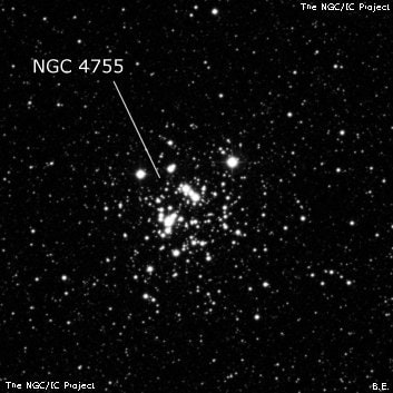 NGC 4755 - рассеянное скопление звёзд. Описание NGC 4755:, Рассеянное скопление в созвездии Южный Крест