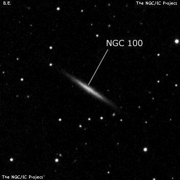 NGC 100 - спиральная галактика. Описание NGC 100:, Галактика в созвездии Рыбы