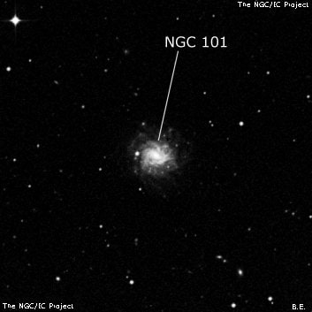 NGC 101 - спиральная галактика с баром. Описание NGC 101:, Галактика в созвездии Скульптор