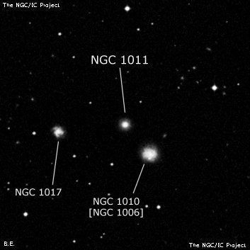 NGC 1011 - спиральная галактика. Описание NGC 1011:, Галактика в созвездии Кит