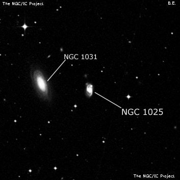 NGC 1025 - спиральная галактика с баром. Описание NGC 1025:, Галактика в созвездии Часы