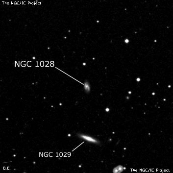 NGC 1028 - спиральная галактика с баром. Описание NGC 1028:, Галактика в созвездии Овен