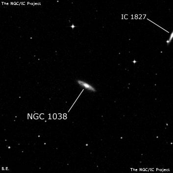 NGC 1038 - линзовидная галактика. Описание NGC 1038:, Галактика в созвездии Кит