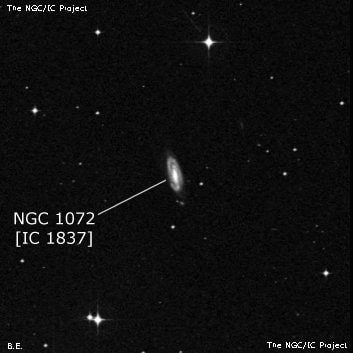 NGC 1072 - спиральная галактика с баром. Описание NGC 1072:, Галактика в созвездии Кит