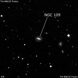NGC 109 - спиральная галактика с баром. Описание NGC 109:, Галактика в созвездии Андромеда