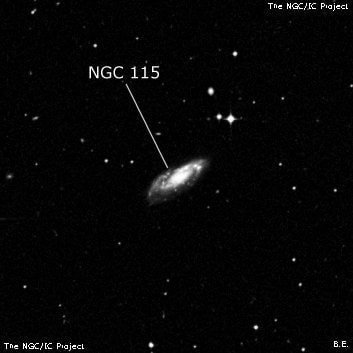 NGC 115 - спиральная галактика с баром. Описание NGC 115:, Галактика в созвездии Скульптор