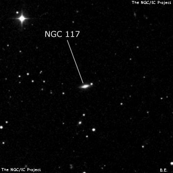 NGC 117 - линзовидная галактика. Описание NGC 117:, Галактика в созвездии Кит