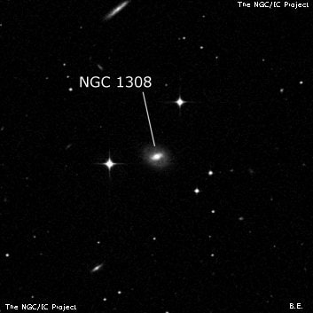 NGC 1308 - линзовидная галактика. Описание NGC 1308:, Галактика в созвездии Эридан