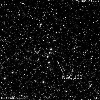 NGC 133 - рассеянное скопление звёзд. Описание NGC 133:, Рассеянное скопление в созвездии Кассиопея