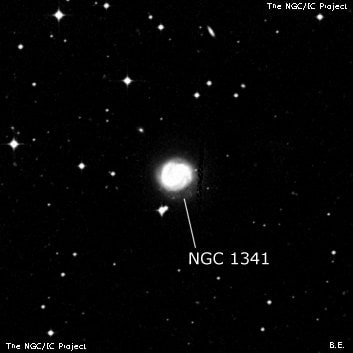 NGC 1341 - спиральная галактика с баром. Описание NGC 1341:, Галактика в созвездии Печь