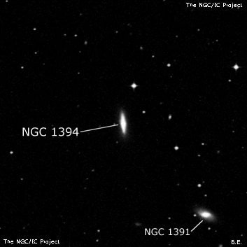 NGC 1394 - линзовидная галактика. Описание NGC 1394:, Галактика в созвездии Эридан