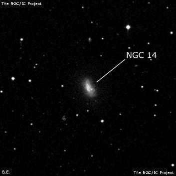 NGC 14 - галактика неправильной формы. Описание NGC 14:, Галактика в созвездии Пегас