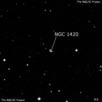 NGC 1420 - три звезды. Описание NGC 1420:, Объект глубокого космоса в созвездии Эридан