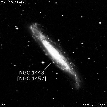 NGC 1448 - спиральная галактика. Описание NGC 1448:, Объект глубокого космоса в созвездии Часы
