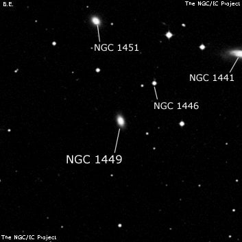 NGC 1449 - линзовидная галактика. Описание NGC 1449:, Галактика в созвездии Эридан