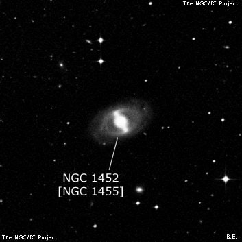 NGC 1452 - спиральная галактика с баром. Описание NGC 1452:, Объект глубокого космоса в созвездии Эридан