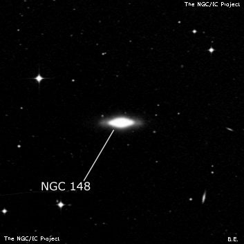 NGC 148 - линзовидная галактика. Описание NGC 148:, Галактика в созвездии Скульптор