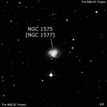 NGC 1575 - спиральная галактика с баром. Описание NGC 1575:, Объект глубокого космоса в созвездии Эридан