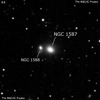 NGC 1587 - эллиптическая галактика. Описание NGC 1587:, Галактика в созвездии Телец