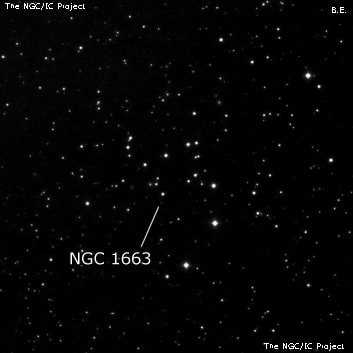 NGC 1663 - рассеянное скопление звёзд. Описание NGC 1663:, Рассеянное скопление в созвездии Орион