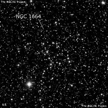 NGC 1664 - рассеянное скопление звёзд. Описание NGC 1664:, Рассеянное скопление в созвездии Возничий
