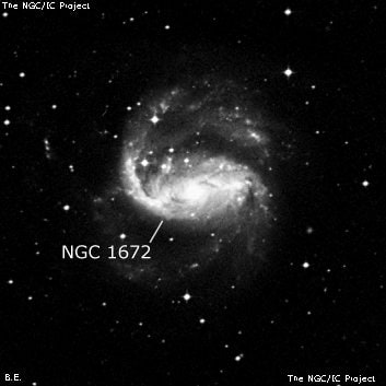 NGC 1672 - спиральная галактика с баром. Описание NGC 1672:, Галактика в созвездии Золотая Рыба