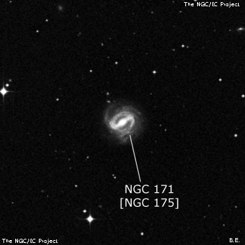 NGC 171 - спиральная галактика с баром. Описание NGC 171:, Объект глубокого космоса в созвездии Кит