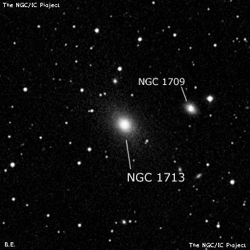 NGC 1713 - эллиптическая галактика. Описание NGC 1713:, Галактика в созвездии Орион
