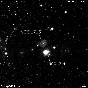 NGC 1715 - туманность. Описание NGC 1715:, Область H II в созвездии Золотая Рыба