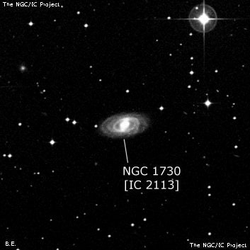 NGC 1730 - спиральная галактика с баром. Описание NGC 1730:, Галактика в созвездии Заяц