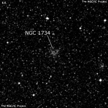 NGC 1734 - рассеянное скопление звёзд. Описание NGC 1734:, Рассеянное скопление в созвездии Золотая Рыба