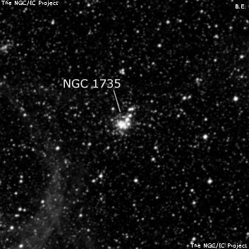 NGC 1735 - рассеянное скопление звёзд. Описание NGC 1735:, Рассеянное скопление в созвездии Золотая Рыба