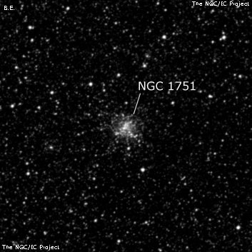 NGC 1751 - рассеянное скопление звёзд. Описание NGC 1751:, Шаровое скопление в созвездии Столовая Гора