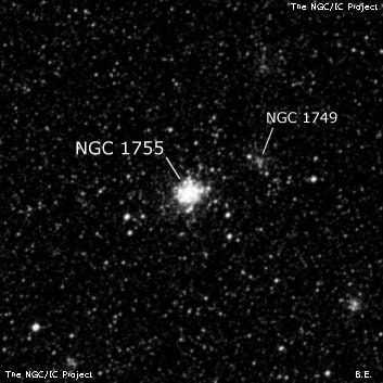 NGC 1755 - рассеянное скопление звёзд. Описание NGC 1755:, Шаровое скопление в созвездии Золотая Рыба