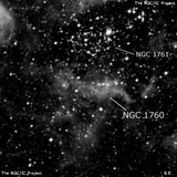 NGC 1760 - туманность. Описание NGC 1760:, Область H II в созвездии Золотая Рыба