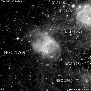 NGC 1769 - туманность. Описание NGC 1769:, Область H II в созвездии Золотая Рыба