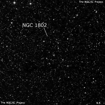 NGC 1802 - рассеянное скопление звёзд. Описание NGC 1802:, Рассеянное скопление в созвездии Телец