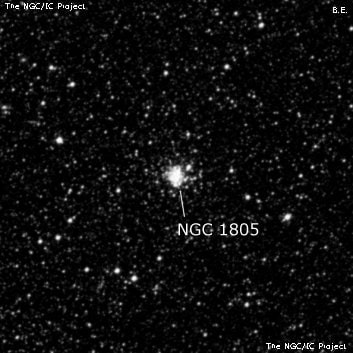 NGC 1805 - рассеянное скопление звёзд. Описание NGC 1805:, Шаровое скопление в созвездии Золотая Рыба