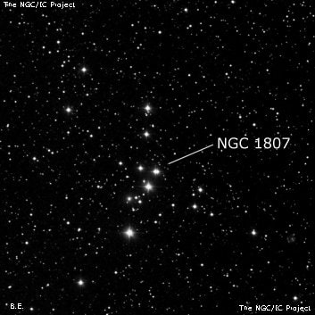 NGC 1807 - рассеянное скопление звёзд. Описание NGC 1807:, Рассеянное скопление в созвездии Телец
