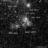 NGC 1877 - рассеянное скопление звёзд. Описание NGC 1877:, Комплекс туманностей в созвездии Золотая Рыба