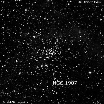 NGC 1907 - рассеянное скопление звёзд. Описание NGC 1907:, Рассеянное скопление в созвездии Возничий