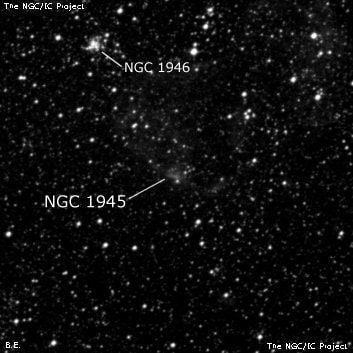 NGC 1945 - туманность. Описание NGC 1945:, Область H II в созвездии Золотая Рыба