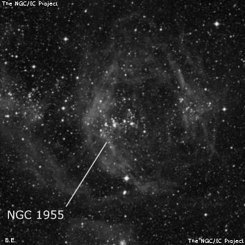 NGC 1955 - рассеянное скопление звёзд. Описание NGC 1955:, Область H II в созвездии Золотая Рыба