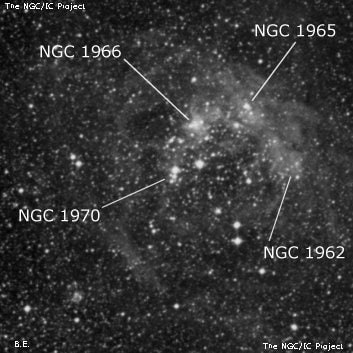 NGC 1970 - туманность. Описание NGC 1970:, Рассеянное скопление в созвездии Золотая Рыба